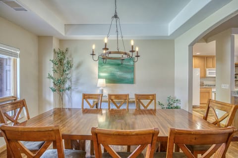 This family friendly home has multiple eating areas that are all focused around the family living space w/ cozy wood burning stove. Welcome to Pagosa!