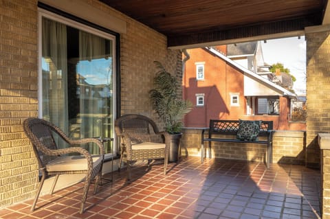 Front porch with seating.