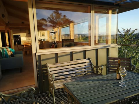 Table and bench on the balcony