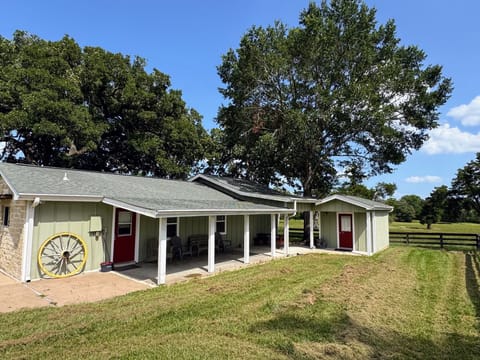 Fully fenced yard surrounding house