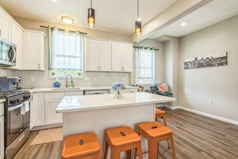 Modern kitchen with sleek finishes and plenty of natural light