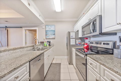 Fully stocked kitchen.
