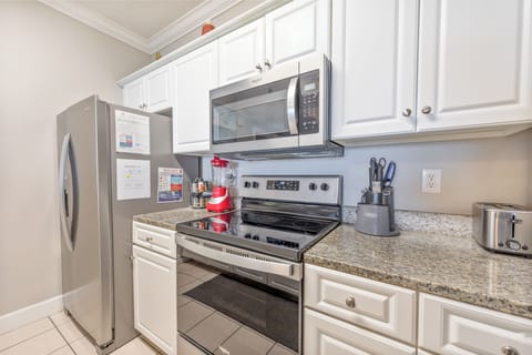 Fully stocked kitchen.