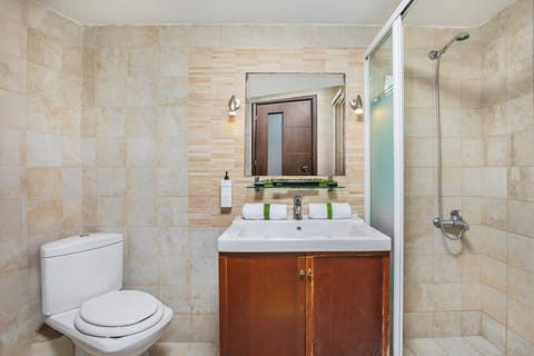 Family Suite | Bathroom | Shower, hair dryer, towels, soap