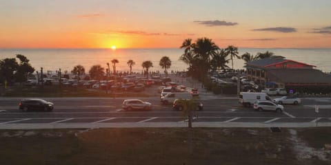You'll enjoy beautiful sunset views from this condos balcony.