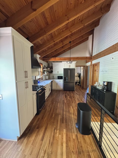 Kitchen supplied with everything to entertain, cook a meal, serve appetizers.