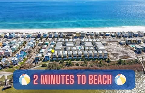 Aerial view of the community just steps from the beach