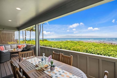 Enjoy your morning coffee or evening cocktails on this spacious lanai overlooking the sparkling blue waters