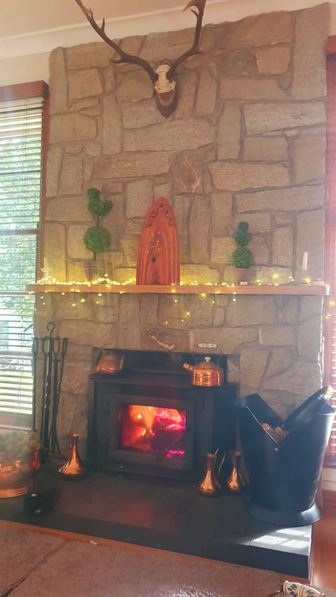 Cozy loungeroom with fireplace. 