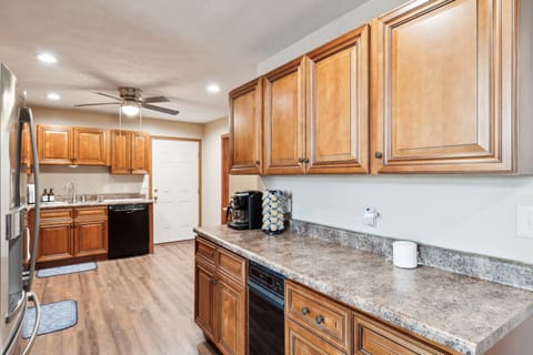 Indoors, Kitchen, Appliance, Ceiling Fan, Refrigerator