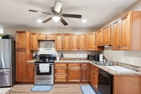 Indoors, Kitchen, Appliance, Ceiling Fan, Microwave