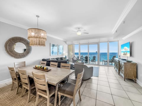 Enjoy eating a nice meal or playing board games at the dining table.