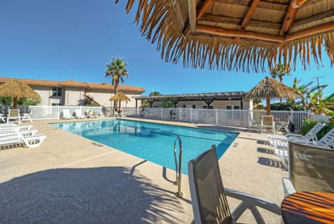 Outdoor seating and sun loungers. 