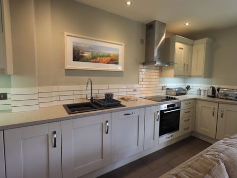 Fridge, dishwasher, electric kettle, toaster