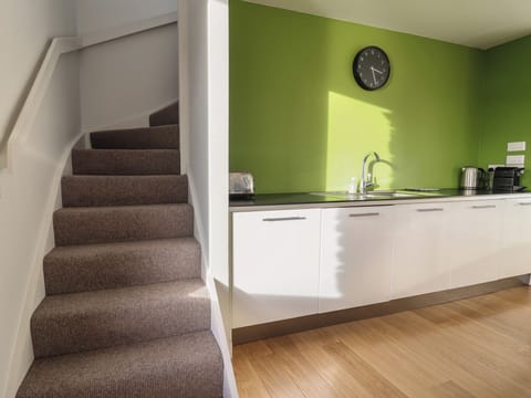 Fridge, dishwasher, electric kettle, toaster