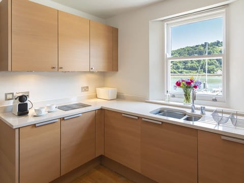 Fridge, dishwasher, cookware/dishes/utensils