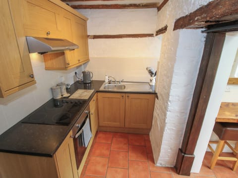 Fridge, electric kettle, cookware/dishes/utensils