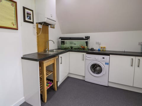 Fridge, dishwasher, electric kettle, toaster