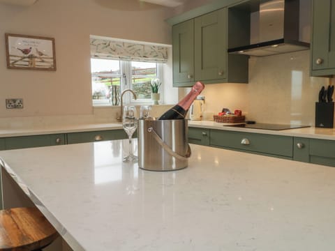 Fridge, dishwasher, cookware/dishes/utensils