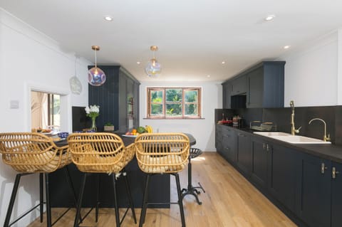 Fridge, dishwasher, cookware/dishes/utensils