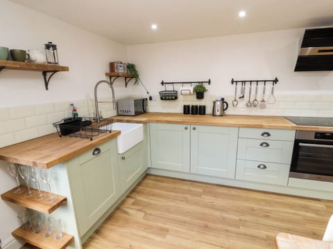 Fridge, dishwasher, electric kettle, toaster