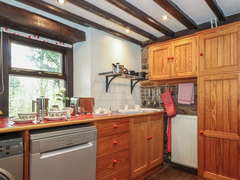 Dishwasher, electric kettle, toaster, cookware/dishes/utensils