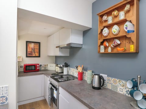 Fridge, dishwasher, electric kettle, cookware/dishes/utensils