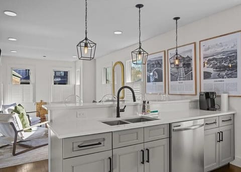 Kitchen looking into living area