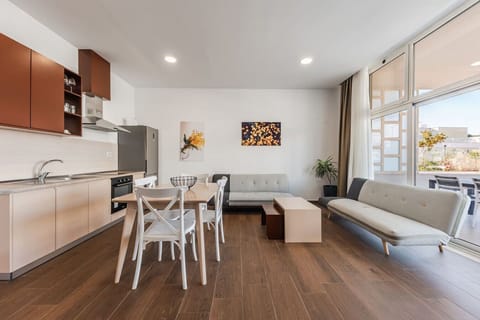 Living room and dining area