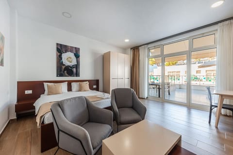 Living room and bedroom of the studio