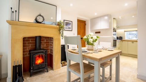 The woodburner makes it the ideal space to cosy up in the winter.