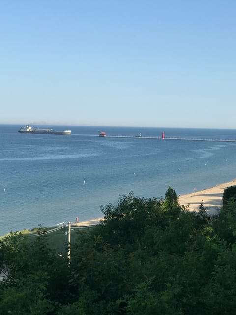 View from cottage deck. So exciting to hear the barge's horn, cue to look out!