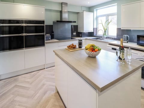 Fridge, dishwasher, electric kettle, toaster