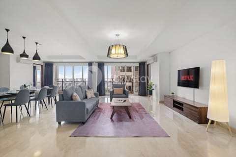 Apartment, 4 Bedrooms, City View | Living area | Flat-screen TV