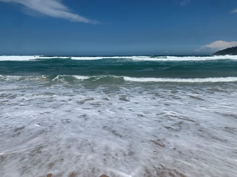 On the beach, white sand
