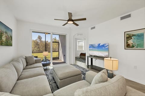 Comfy living room overlooking the nature preserve