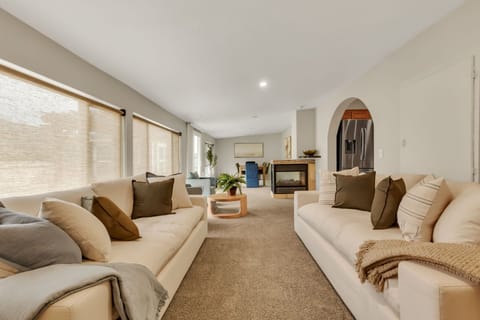 Cozy and ambient living room with plush couches