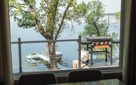Looking out the cabin window, you can see beautiful Lake Miltona!