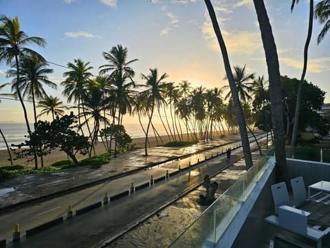 Beach nearby, white sand, sun loungers, beach umbrellas