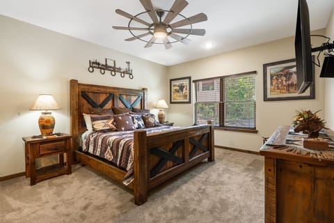 Master Bedroom with a Custom Built King Size Barnwood Bed