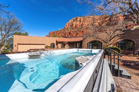 Swimming with red rock views!