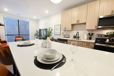 Oversized island and eating area.