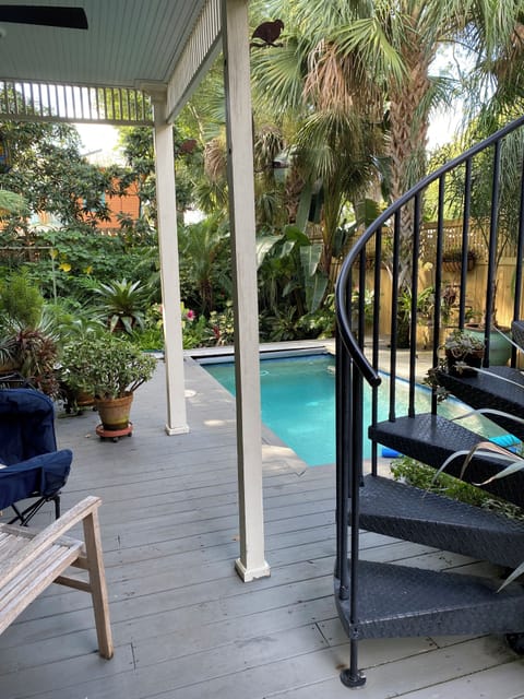 Spiral staircase from the private pool deck