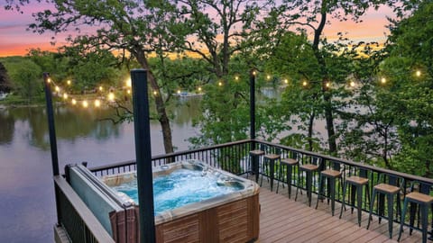 Hot tub overlooking the Rock River