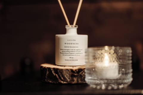 Shower, hydromassage showerhead, designer toiletries, hair dryer