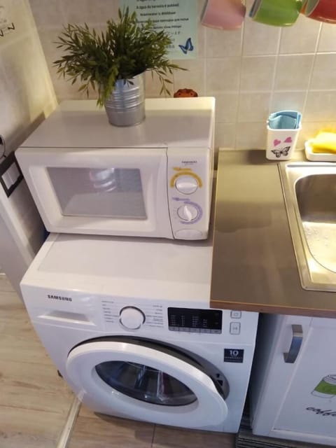 Mini-fridge, microwave, stovetop, coffee/tea maker