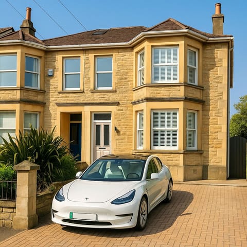Welcome to your elegant urban escape! Stay in this spacious stone-fronted home with a private driveway. Ideal for relaxing city breaks or family gatherings, close to shops, cafes, and green spaces. The Tesla is also available to hire for your stay. 