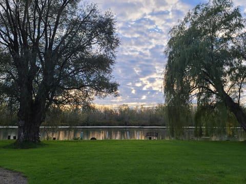 Riverfront, dock space along property line