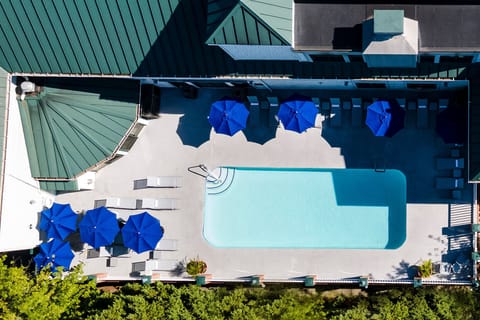 Sun-drenched poolside serenity, where relaxation meets elegance in the heart of Rehoboth Beach.