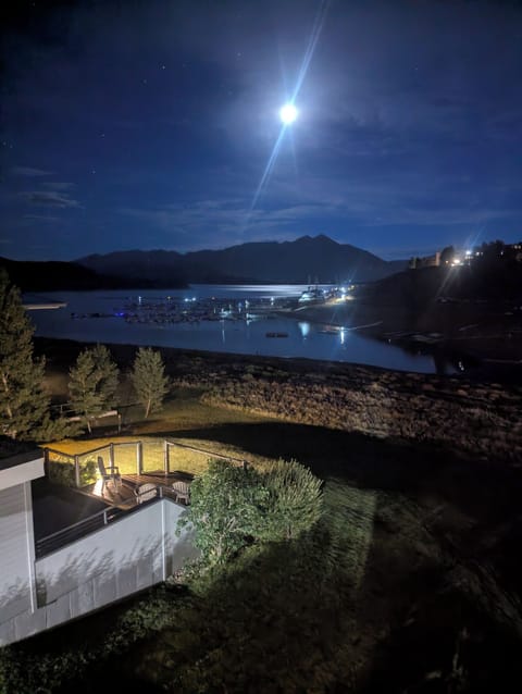 Lake view from balcony at night